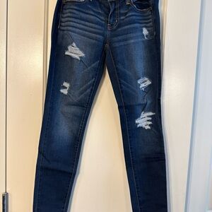American Eagle Outfitters Dark Blue Distressed Skinny Jeans